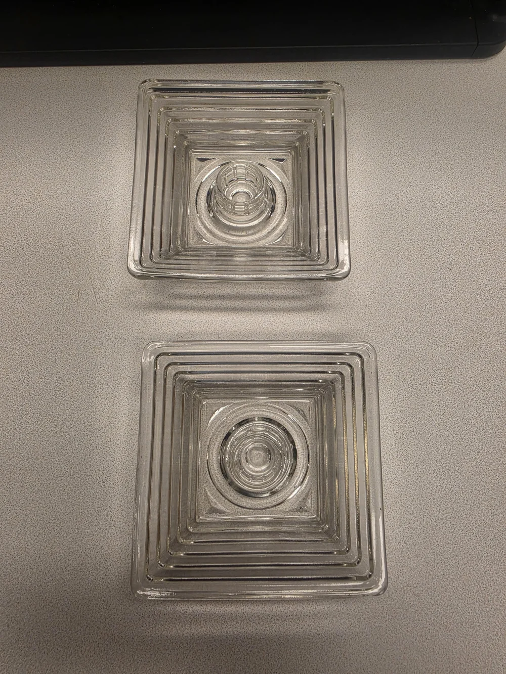 Set of 2 Clear Glass Square Candle Holders